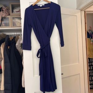 Classic DVF wrap dress, navy blue